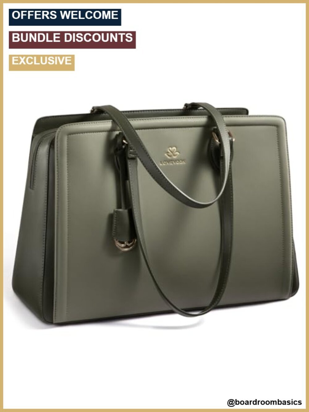 Large Capacity Leather Computer Tote Bag, Waterproof Work Bag, 15.6" Laptop Bag